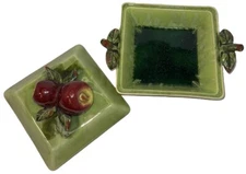 Vintage MCM Kellen’s Pottery Pasadena 1940 Dish Green Apple 3D Rare 542