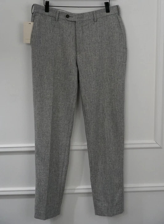 Men Suitsupply Soho Turn - Up Trousers Flannel Wool Grey Size EU46 UK/US36