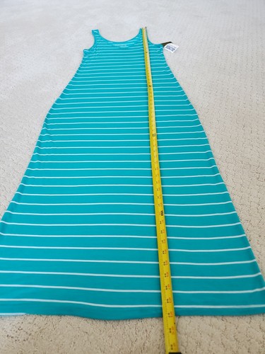 Turquoise And White Striped Maxi Dress - Picture 8 of 10