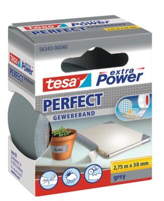 tesa extra Power Perfect Gewebeband grau 2,75m x 38mm 56343-00040