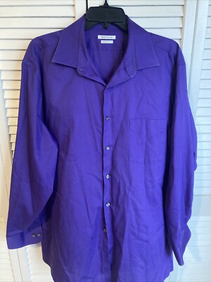 van heusen purple dress shirt Van Heusen Men’s Dress Shirt Button Up XL Purple Slim Fit 17-171/2 32-33