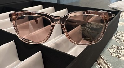 New Tom Ford Rhett TF714 Soft Rectangular Beige Pink Transparent Sunglasses