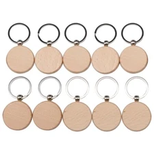20Pcs Round Blank Wood Keychain Custom Wood Key Chains Key Tags Engraving Blanks
