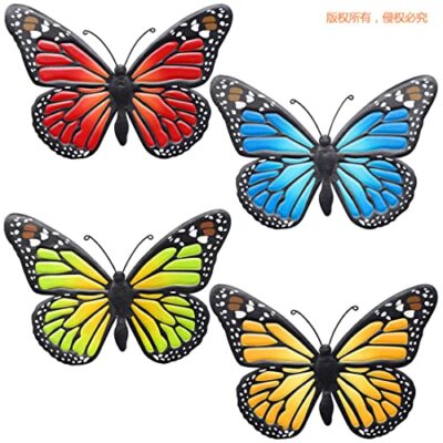 Metal Butterfly Wall Outdoor Decor - 4 Pack 9.8in Metal