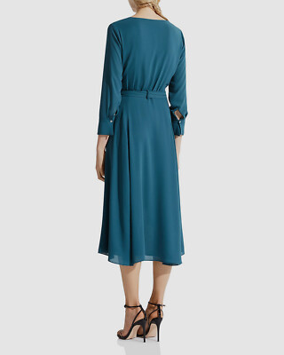 bailey 44 green dress $580 Bailey 44 Women's Green Long Sleeve V-Neck High-Low Tie Wrap Dress  Size 10