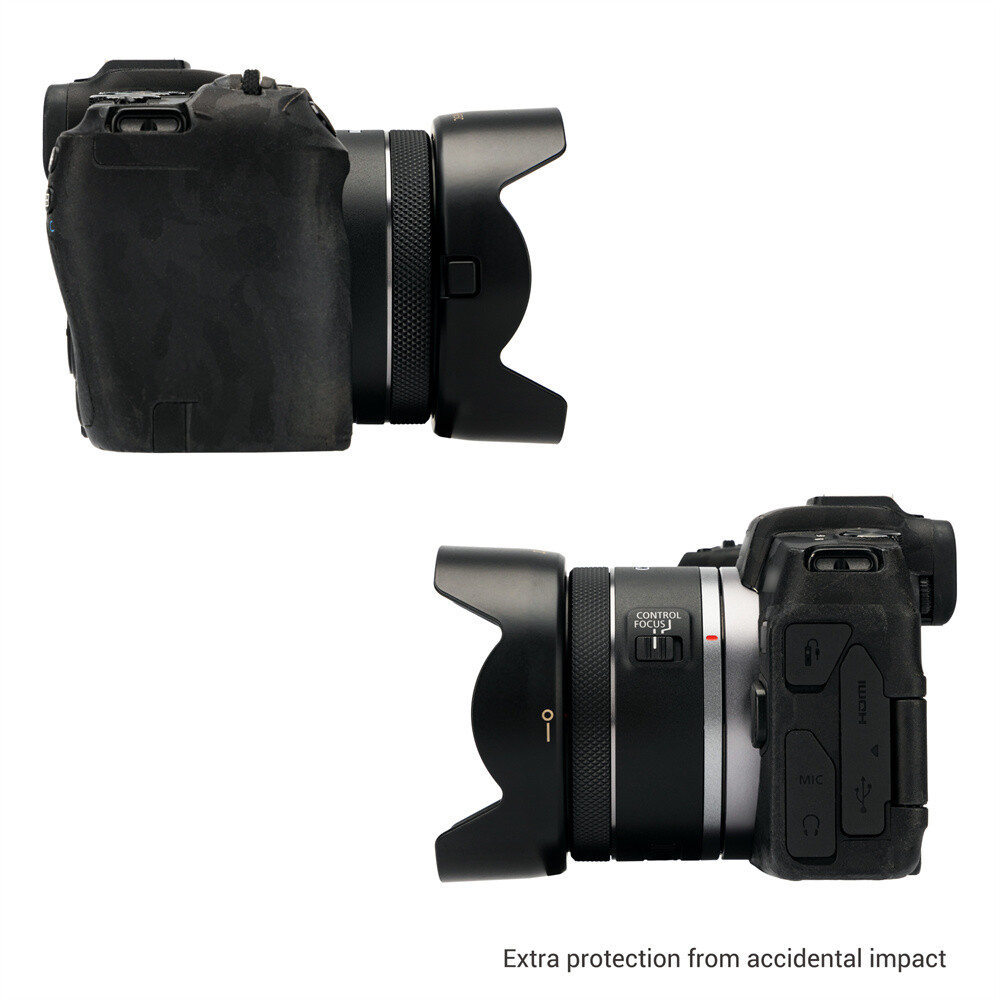 JJC Lens Hood Replace EW65C for Canon RF 16mm F2.8 Macro STM Lens on