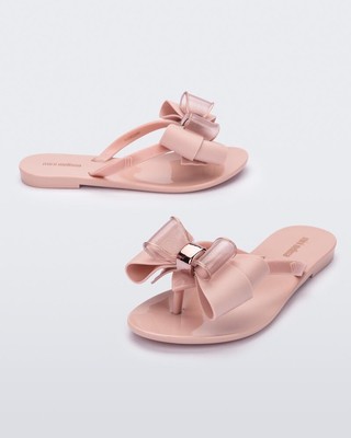 New MINI MELISSA  Harmonic Sweet Flip Flops Sandals Slides Big Girls 2 Pink