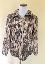 Chicos Zenergy Animal Print Jacket Brown Tan Shimmy Size Medium Chico's 1