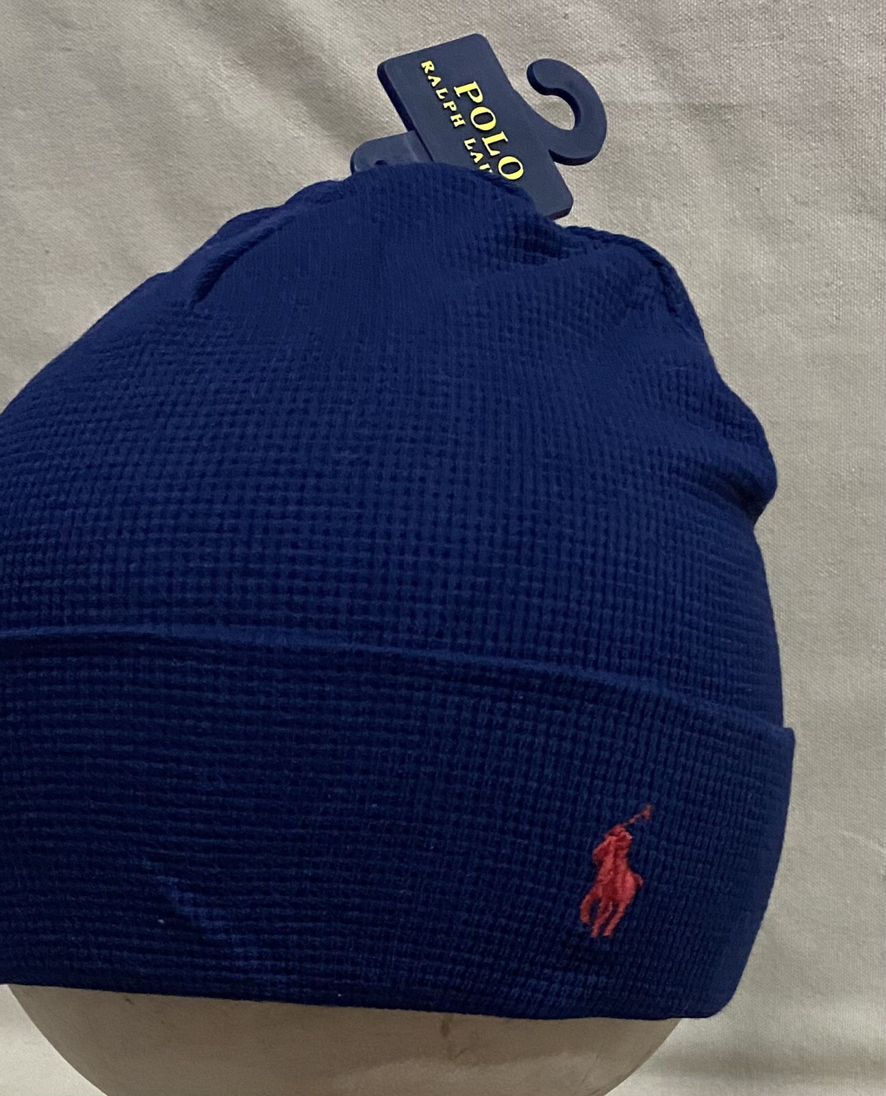 PONY Polo Ralph Lauren Uomo Cappello Berretto Termico Cotone Classico Skully Navy Taglia Unica