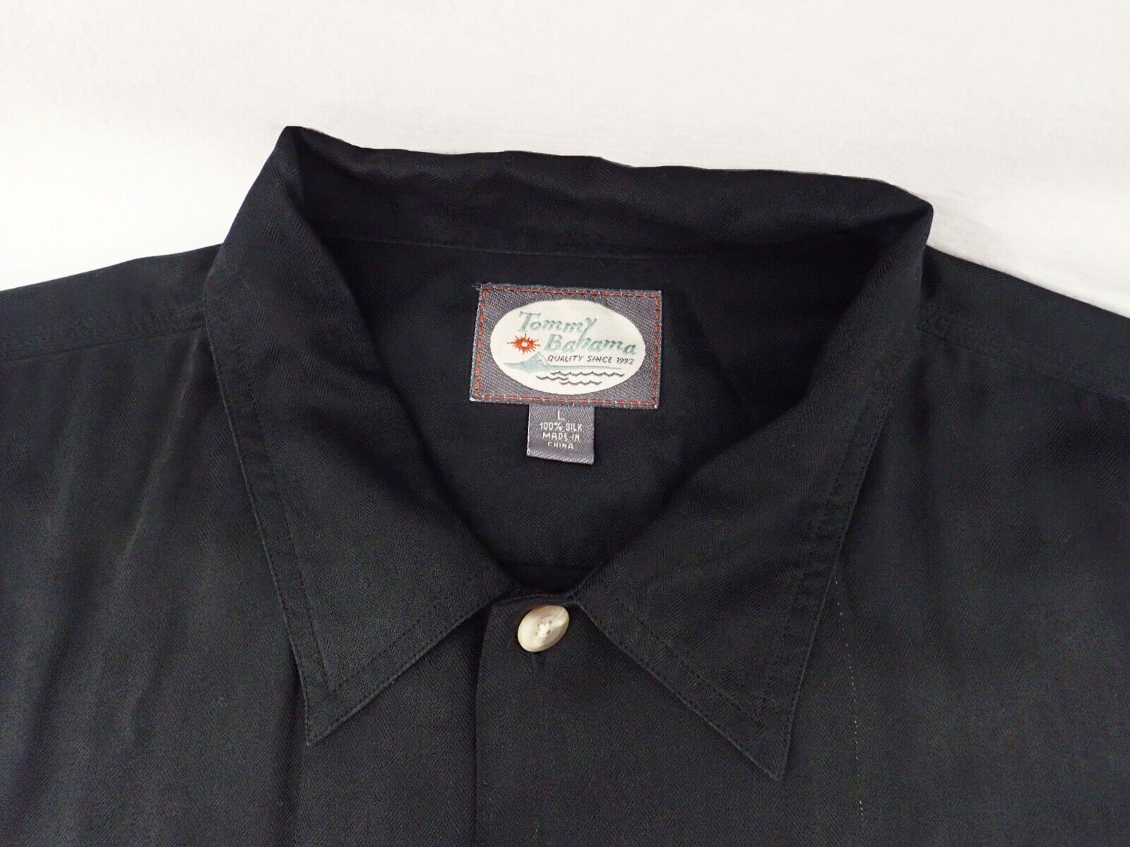 Tommy Bahama Size Large 100% Silk Solid Black Haw… - image 5