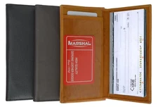 Genuine Leather Plain Checkbook Cover Long Wallet Card Holder Men Lady 