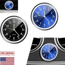 Mini Luminous Car Clock 1.5In Metal Round Vehicle Decorative Clock for Dashboard