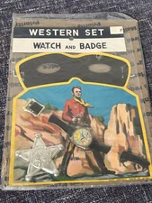 Lone Ranger Style Western Set with Watch, Badge, & Mask 1950's Japan, NEW