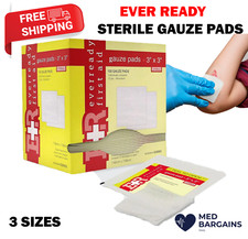 Ever Ready First Aid Sterile Gauze Pads 12Ply Single Wound Care Bandage - 100CT