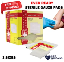 Ever Ready First Aid Sterile Gauze Pads 12Ply Single Wound Care Bandage - 100CT