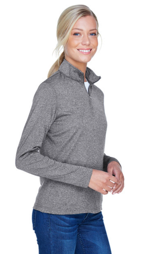 UltraClub - 8618W Ladies' Cool & Dry Heathered Performance Quarter-Zip Pullover - Picture 8 of 20