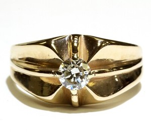 GIA 14k yellow gold .68ct SI1 M round diamond gents ring band mens estate 8.6g