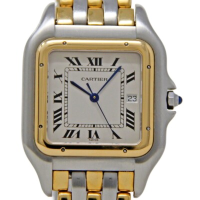 lke Cartier Panthere 29mm Steel & THREE -ROW GOLD 83957 Quartz