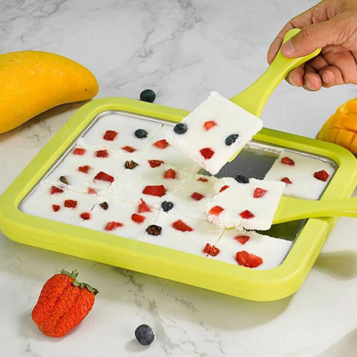Cold Plate Rolled Ice Cream Maker with 2 Spatulas Stainless Steel Portable