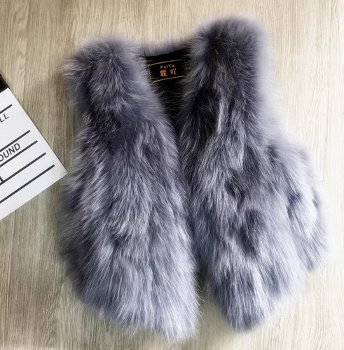 Women's Short Real Fur Autumn Winter Gilet Fox Fur Vest Waistcoats Sleeveless - Picture 15 of 29