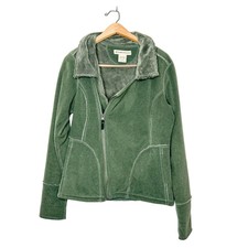 Exofficio Womens Cozy Green Asymmetrical Zip Jacket Medium M