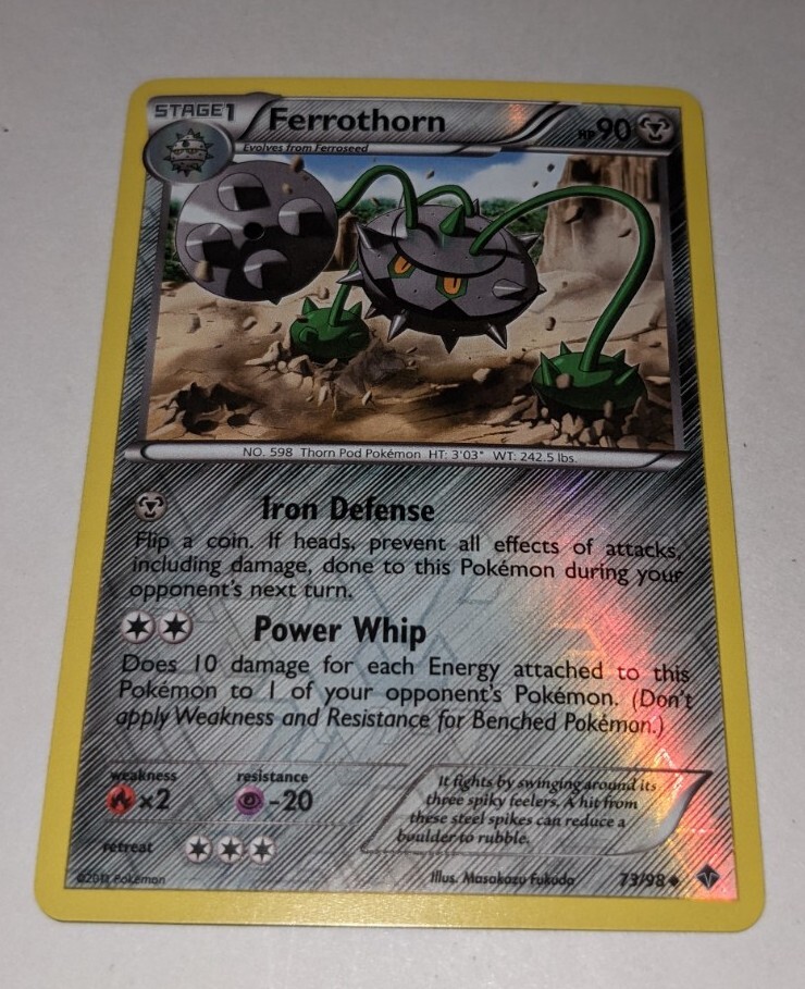 Pokemon Card Reverse Holo Ferrothorn 73/98 BW Emerging Powers 2011 TCG Uncommon