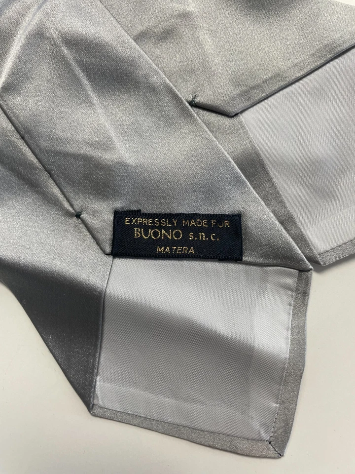 Твердый атласное серебро P FUMAGALLI предварительно завязанный аскот галстук пластрон свадебный галстук Италия - Изображение 4 из 4