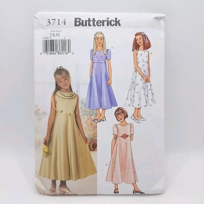Butterick 3714 Childs Long Formal Holiday Dress Sewing Pattern Size 7-10  Uncut | eBay