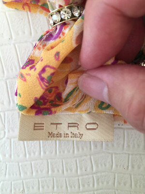 ETRO Milano Made in ITALY SILK Elastic HAIR Scrunchie w Strass Rings Crystal NEW ETRO Milano Made in ITALY SILK Elastic HAIR Scrunchie w  main image 3