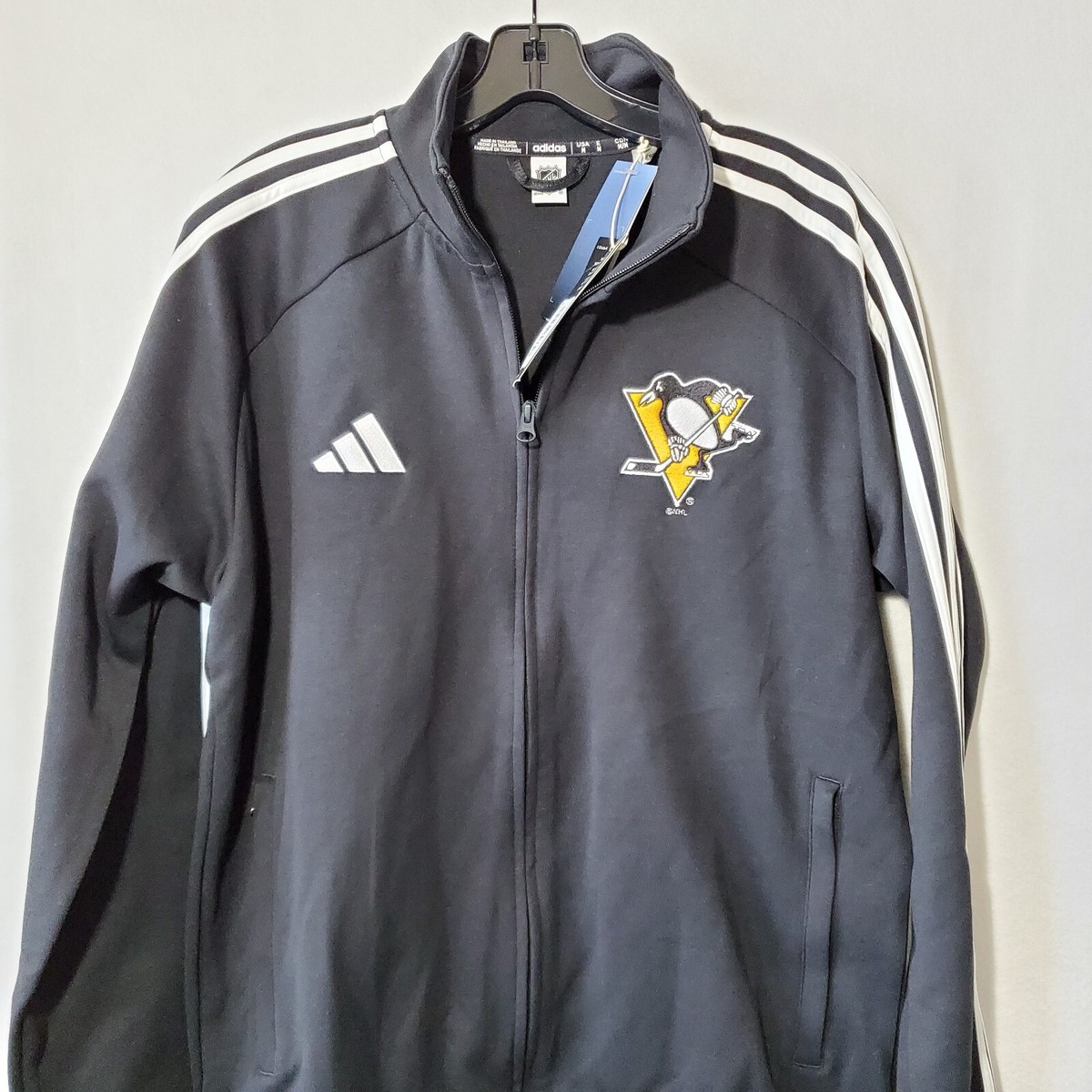 Pittsburgh Penguins Track Jacket Men Medium Black Embroidered Cotton Blend  NWT