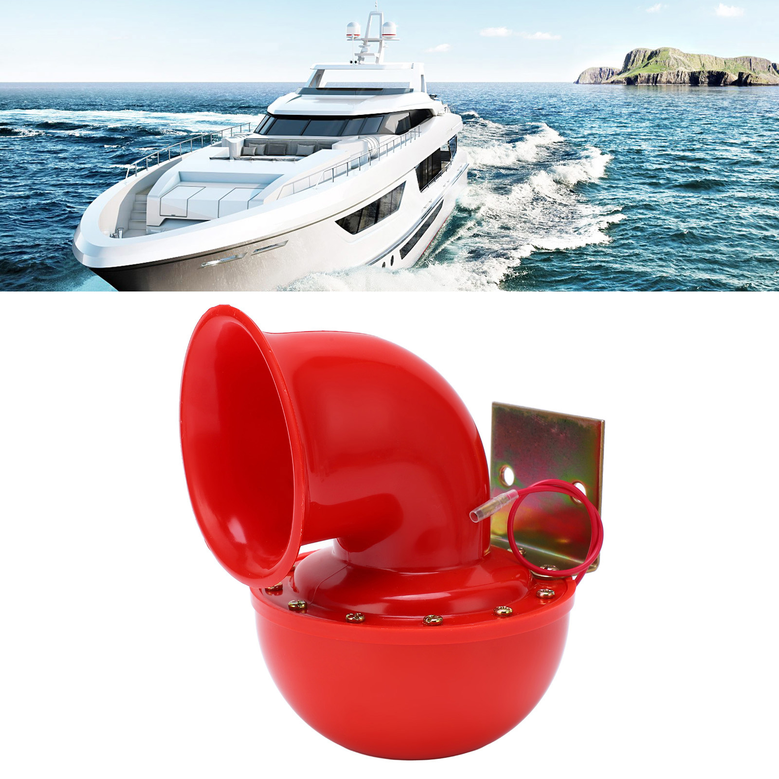 Car Horn 150db Red Air Horn Electric Bull Horn Cow Sound Metal Horn for