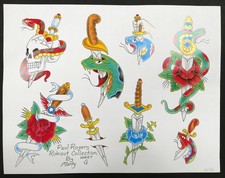 Vintage Traditional Paul Rogers Rubout Collection By Marty Sheet G Tattoo Flash