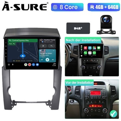 DAB+ 4+64GB Android 15 Autoradio CarPlay +Kam GPS Navi Für KIA Sorento 2009-2013