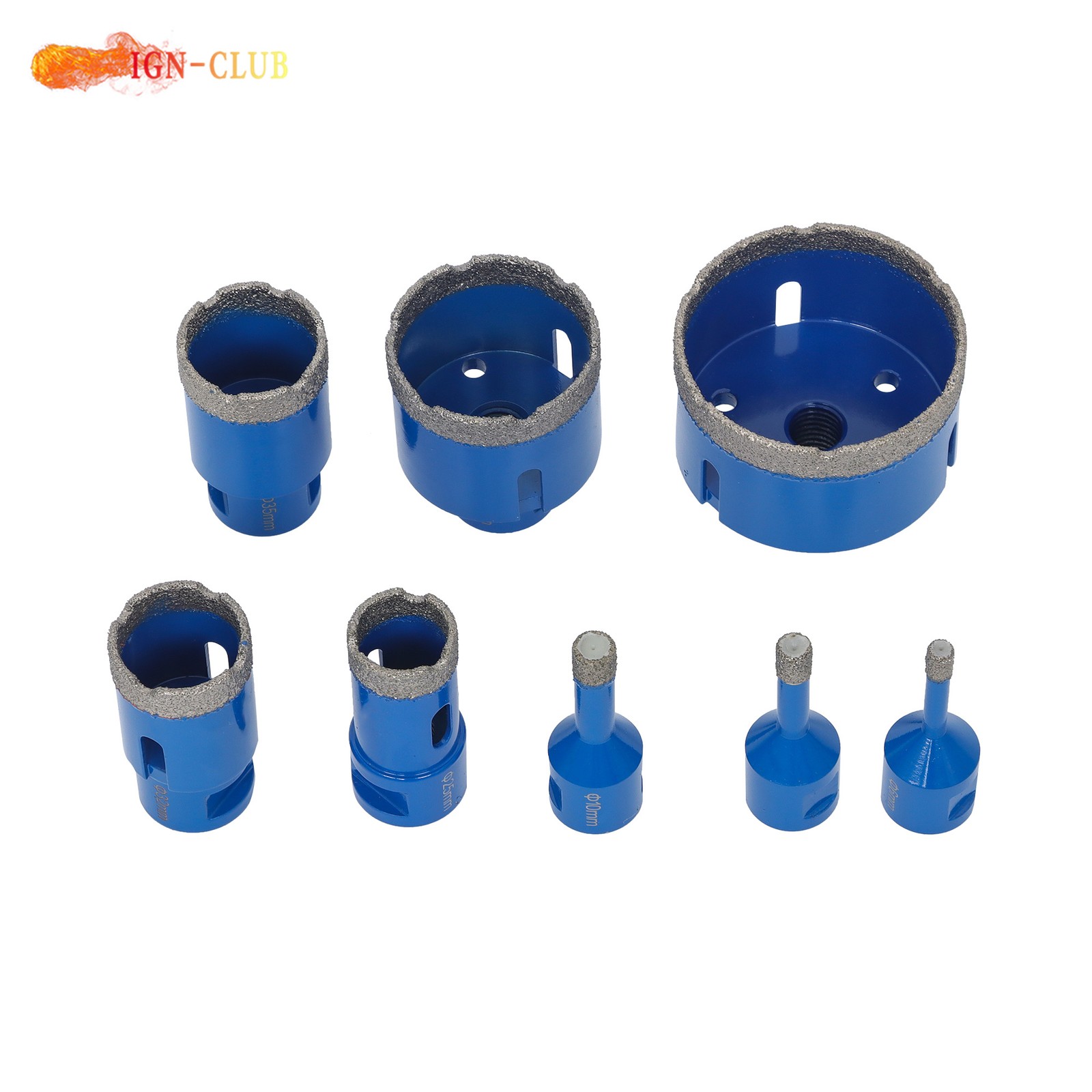 8Pcs 6-68mm Threaded Diamond Hole Saw for Porcelain Tile Marble Beveling