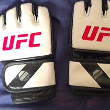 UFC Open-Finger Training Gloves Pair Black/White with Red UFC Logo