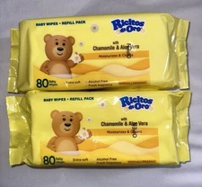 Ricitos de Oro | Chamomile & Aloe Vera Hypoallergenic Baby Wipes 80 Count 2 Pack