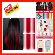 Red Hair Extensions Clip in 22 Inch Colorful Hair for Women 20 Pieces