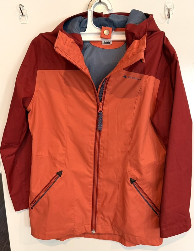 Decathlon Quechua Girls Orange 3 in 1 Waterproof Hiking Jacket Zip Up size 10