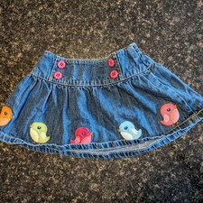 Gymboree Smart and Sweet Denim Skirt w/Birds - 18-24 months - VGUC