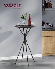 Round Bar Table 60x60x105cm High Pub Table Metal Frame Ink Black