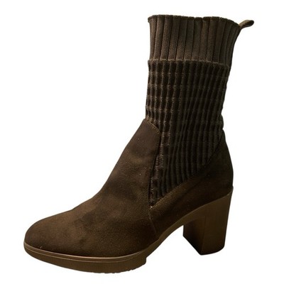Wonders Sock Bootie Faux Suede Black Leather Size 38 Spain