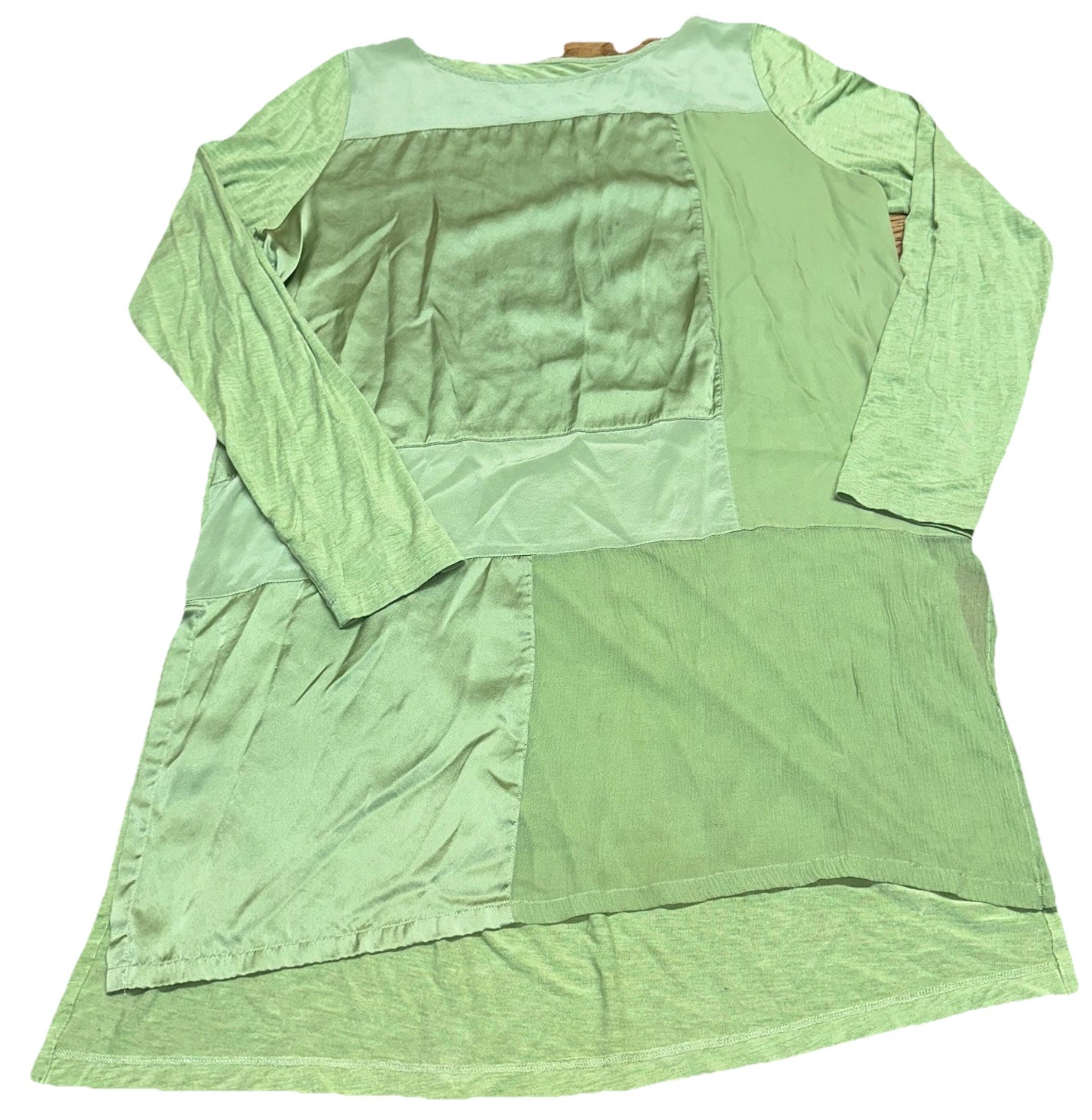 Soft Surroundings Green Silk Patchwork Long Sleev… - image 2