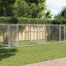 Dog Cage Grey Galvanized Steel 26.2 x 6.6 x 4.9 ft Durable
