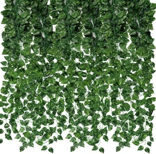 24 Pack 168Ft Artificial Ivy Greenery Garland, Fake Vines Hanging Plants Backdro