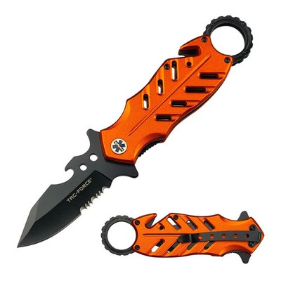 Tac-Force Spring Assisted Knife w/Aluminum Handle+Belt Cutter&Bottle Opener