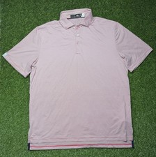 RLX Ralph Lauren Mens Size L Red White Striped Performance Golf Polo Shirt