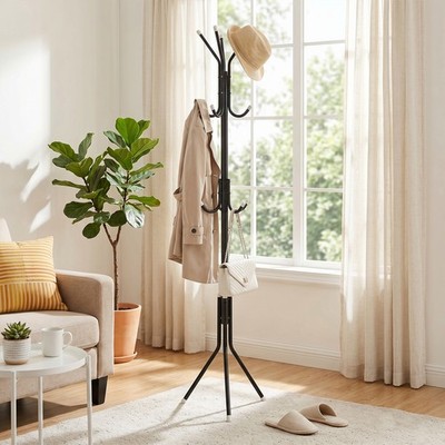 Metal Coat Rack Stand with 12 Hooks Freestanding Tree-Style Hat and Coat Hanger
