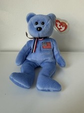 Ty Beanie Baby America Bear Blue 2002 9/11 Memorial Oakbrook Tag Error Retired