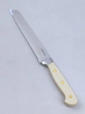 CAROTE 8" Stainless Steel BREAD Knife, Triple Brass Rivet CREAM WHITE Handle