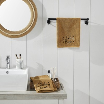 Black Country Bath Stars Tan Hand Towel Set of 2 16x26 VHC Brands
